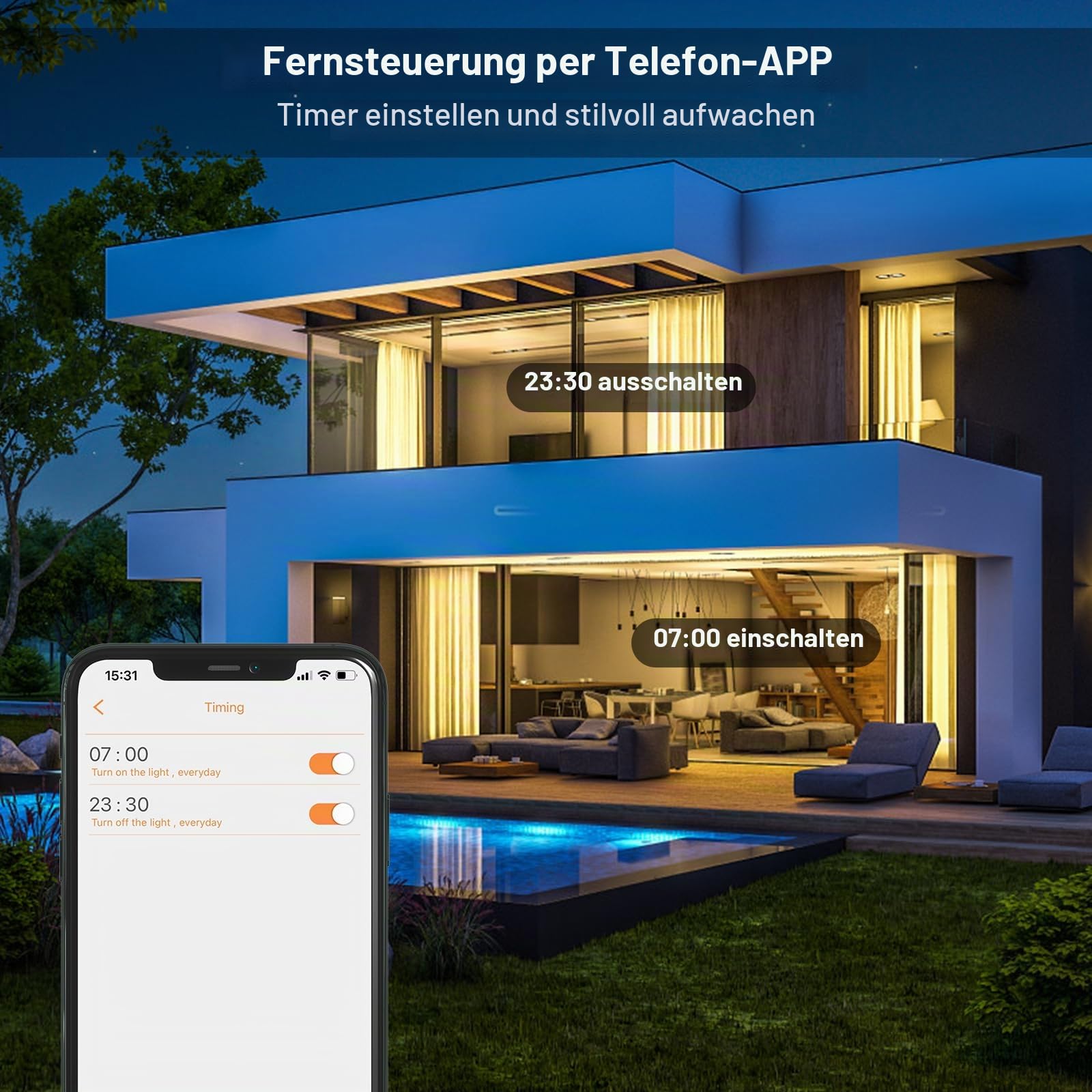 ChangM LED Einbaustrahler 230V Alexa Smart LED Spot Dimmbar mit APP Bluetooth Deckenspots Flach 8W IP44 3Zoll, Deckenleuchte Warmweiß to Kaltweiß 2700K-6000K Einbauleuchten 8er Set