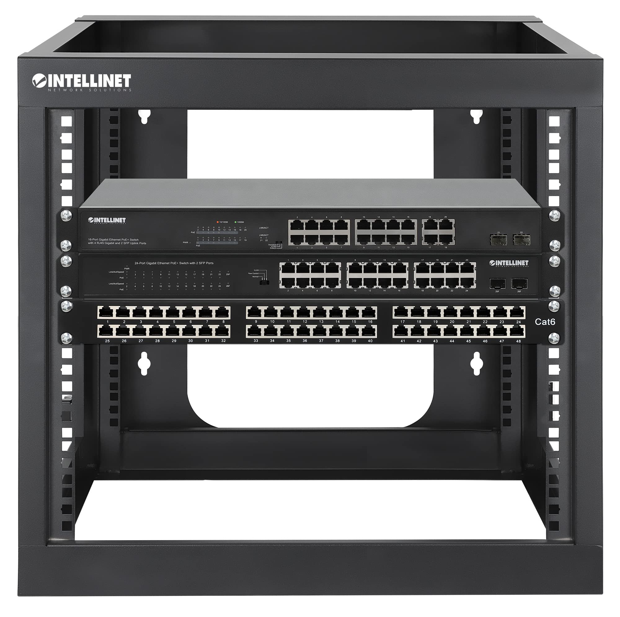 INTELLINET 716048 Armadio a Muro 19" Open Frame 4 Montanti 9U Nero