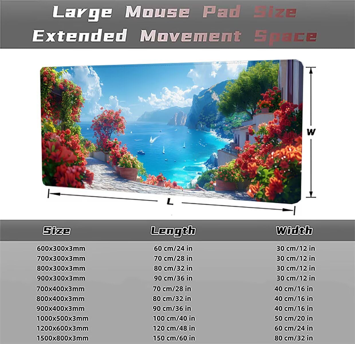 Tappetino per Mouse Gaming XXL 1200x600x3mm– Ufficio Mousepad Grande – Migliora la Velocità e la Precisione Tenuta Stabile Sottomano per Ufficio e Casa Accessori Scrivania Animale PjY14291 N-U