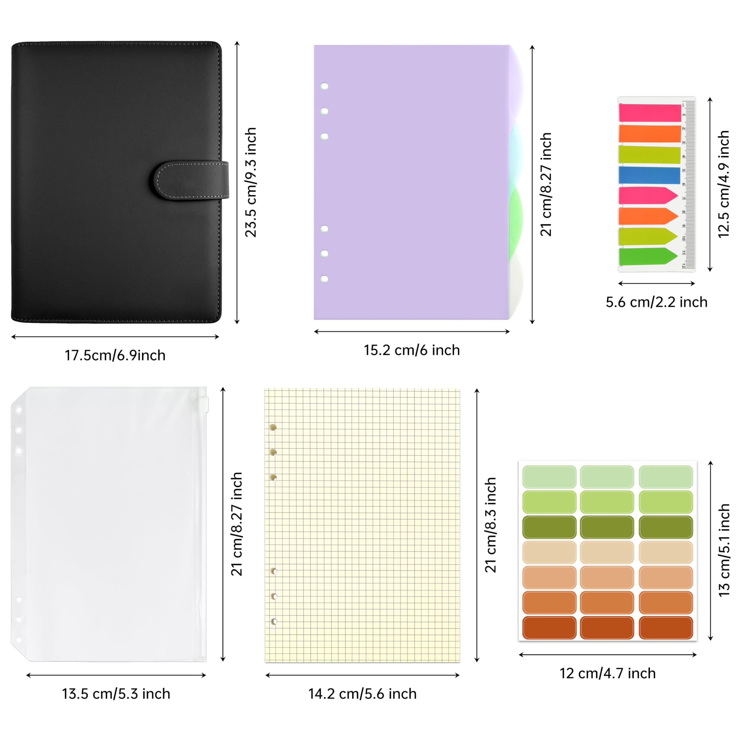 Mlife A5 Refillable Ring Binder, with 180 Sheets Refill Paper,A5 Notebook with Binder Pockets and Dividers,for Men and Women-Black - Image 2