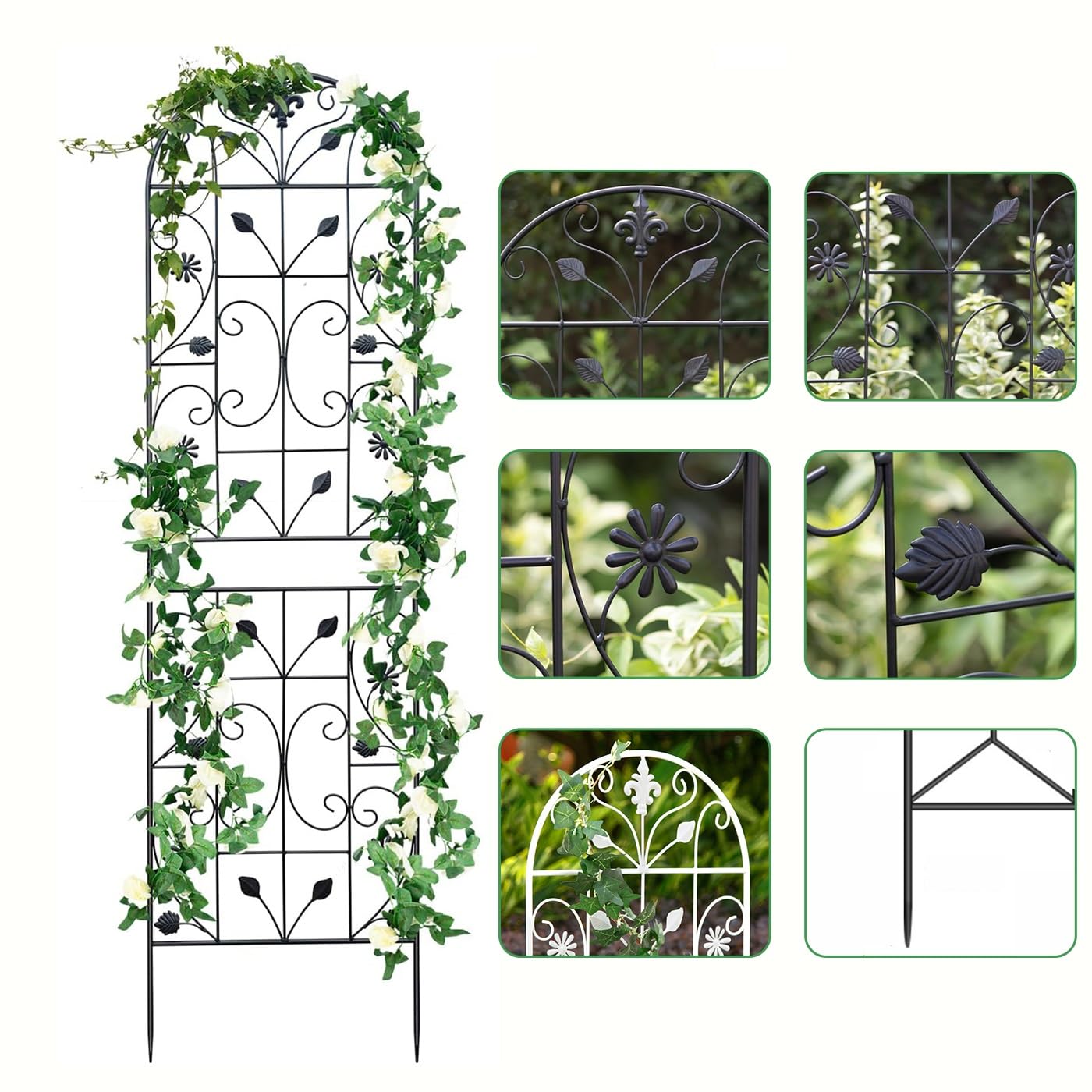 Traliccio per piante rampicanti all'aperto, supporto per clematidi, cetrioli, rose, recinzione da giardino, arco decorativo per cortili, durevole