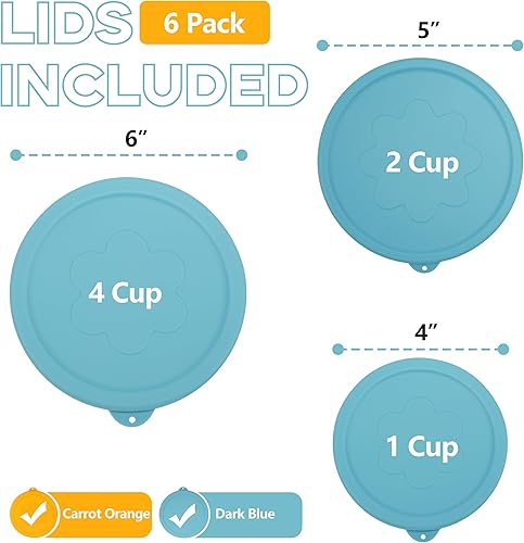 Miniatura 2 de Tapas redondas de repuesto de silicona para Pyrex 7202-PC, 7200-PC, 7200-PC, 7201-PC, 7201-PC, 6 unidades, microondas y lavavajillas y congelador