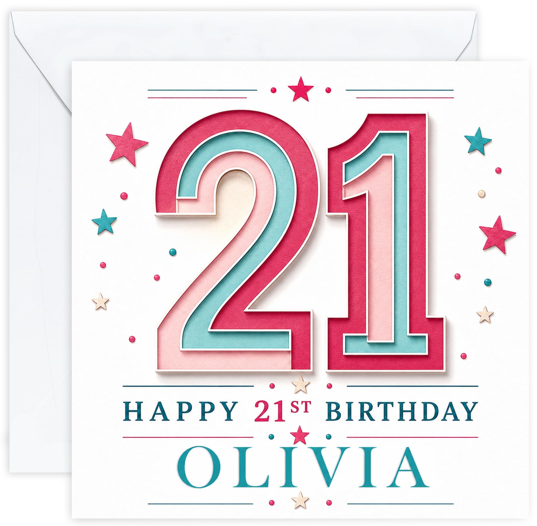 Personalised 21st Birthday Card for Her | Twenty First Birthday Card for 21 Year Old Women | Daughter Sister Niece Granddaughter Friend | Female Birthday Card with Name (Design 10)