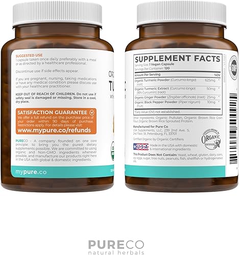 Miniatura 8 de Cúrcuma y melena de león (suministro de 1 mes) Paquete de cúrcuma consciente de curcumina de cúrcuma orgánica con pimienta negra y jengibre (120