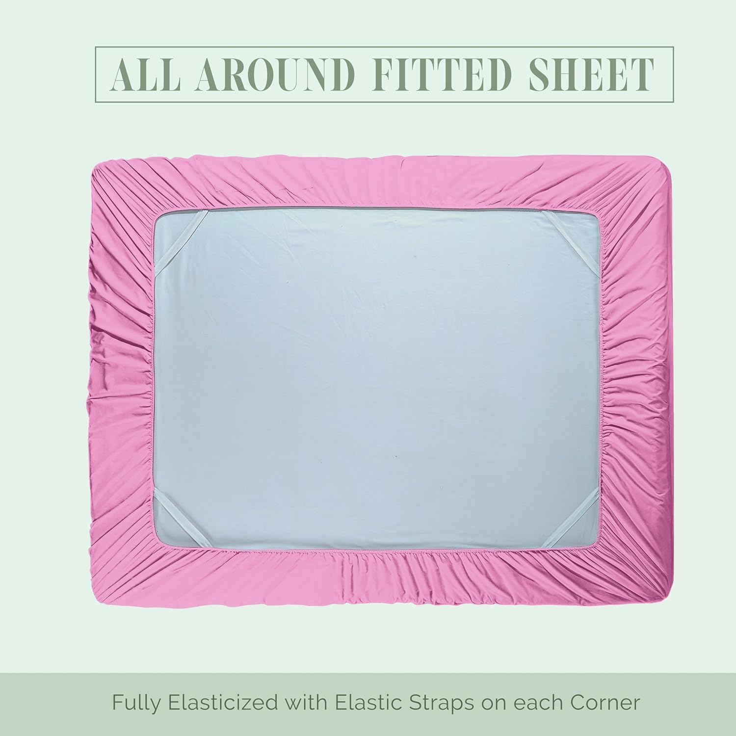 Elegant Comfort 1500 Premium Hotel Quality 18-24 Inches Deep - Extra Deep Pocket Single Fitted Sheet for High Mattress, Luxury and Softest, Smart Pocket - Wrinkle Free, Queen, Light Pink