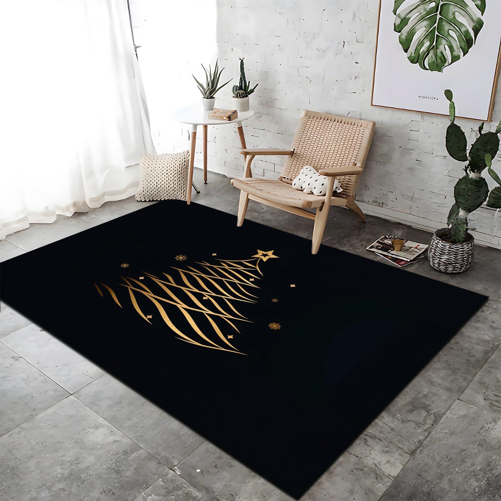 Tapis noir antidérapant et lavable 120x160 pour ne plus perdre de poils au salon