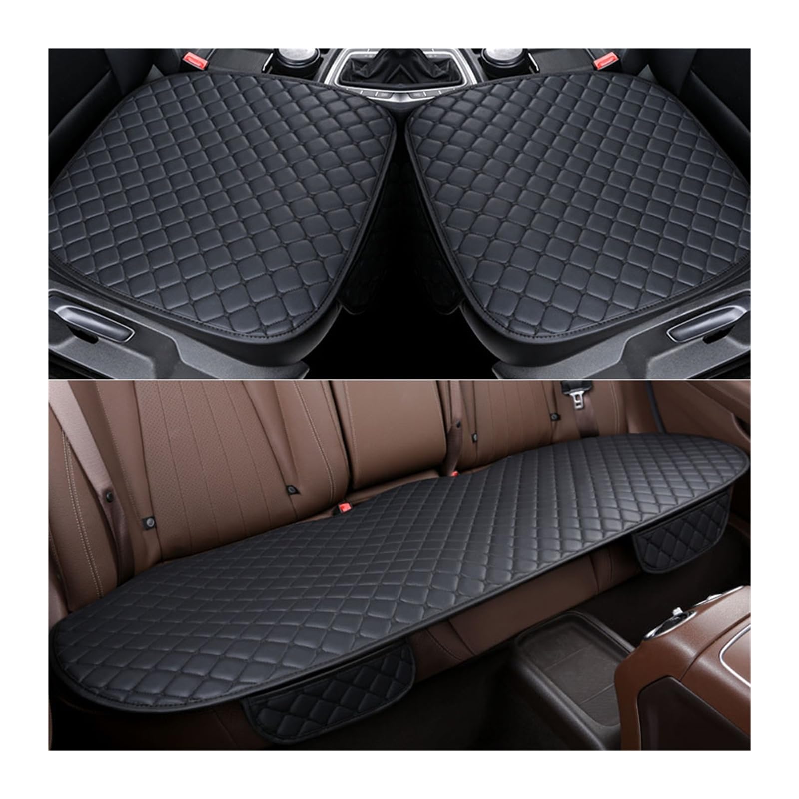 Fundas Universales para Asientos Coche Protector Cuero PU Cojín para Las Cuatro Estaciones Silla Alfombra Juego Fundas Asientos