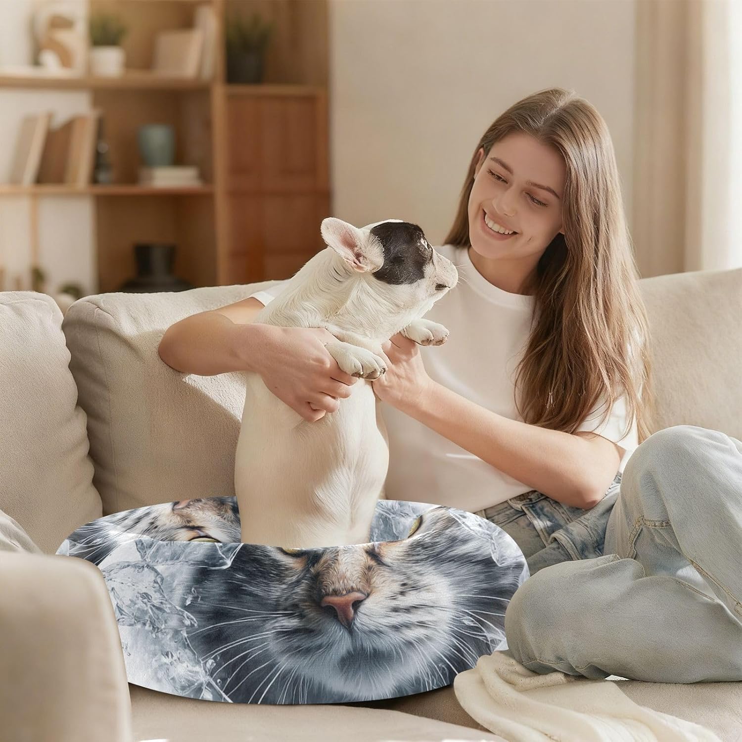 3D Cute Cat Pet Cat Bed Donut Cuddler Dog Pillow Bed for Extra Small Size Pets Sleeping M