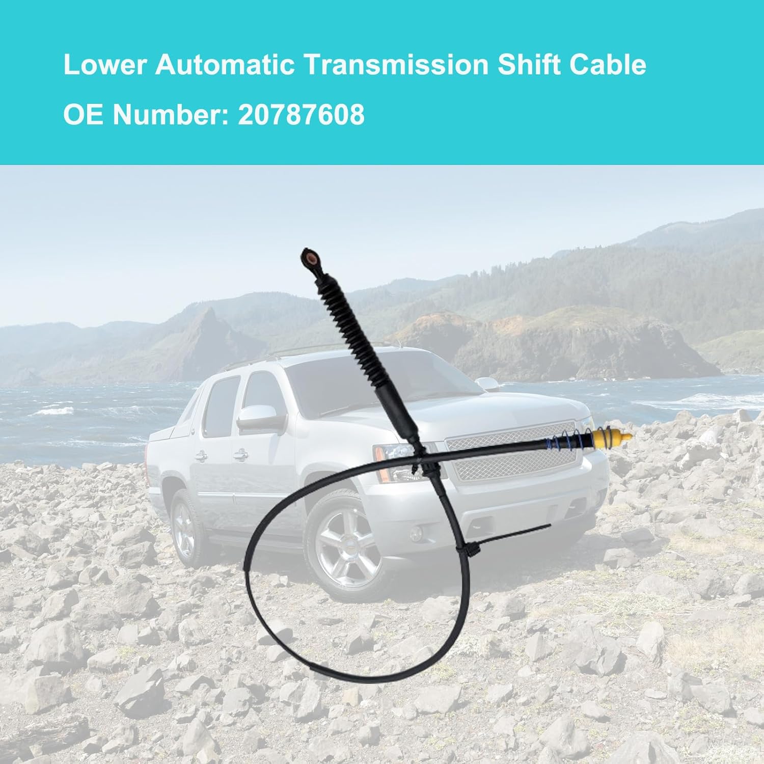 Lower Automatic Transmission Shift Cable Automatic Transmission Gearshift Control Lever Selctor Cable for Escalade Silverado for Suburban Sierra Yukon Avalanche Replaces 20787608