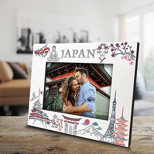 Miniatura 2 de Marco de fotos con temática japonesa-boda, compromiso, luna de miel, vacaciones en Japón - Juego de diseño de símbolos japoneses con impresión UV (5