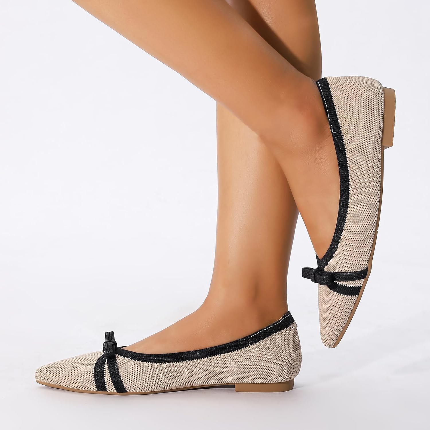 Flats for Women Pointed Toe Knit Foldable Ballet Women's Fat Shoes Dressy Comfortable Slip On Womens Shoe for Casual Office Work - Image 4