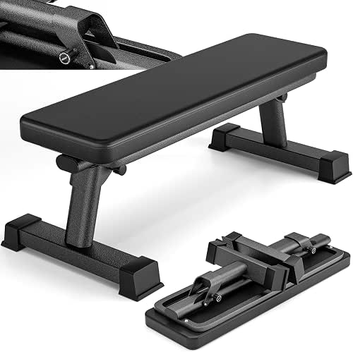 BODY RHYTHM Semi-Commercial Foldable Flat Bench for Multi-Purpose Weight Training