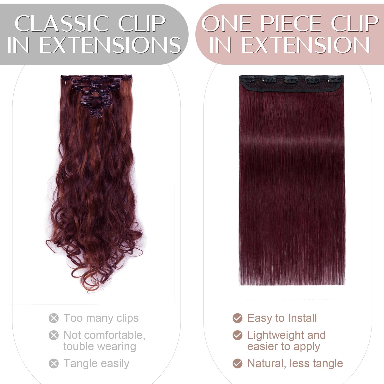 20 inches SEGO One Piece Hair Extensions Clip in Human Hair [#1B Natural Black] Real Remy Hairpieces for Women 3/4 Full Head Straight Invisible (50g) — view 49