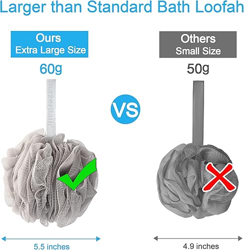 Vista 70 de AmazerBath Esponja de lufa de 2.12 oz/pieza, esponja de baño exfoliante para el cuerpo, juego de 4 lufas, cuarteto de algodón de azúcar