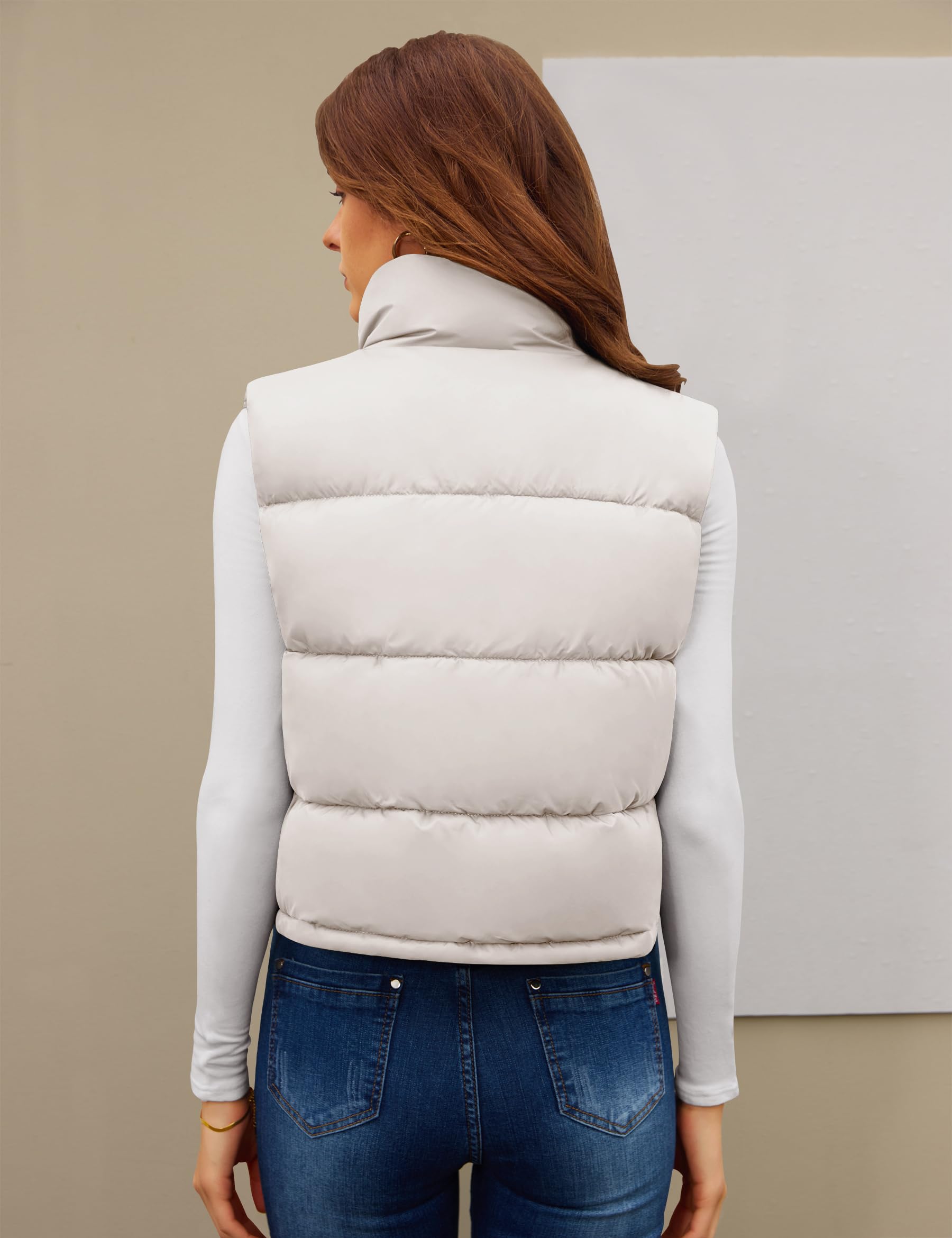 Fengbay Gilet da donna senza maniche Puffy Cropped Gilet con colletto alla coreana Gilet trapuntato a bolle leggere alla moda 2025