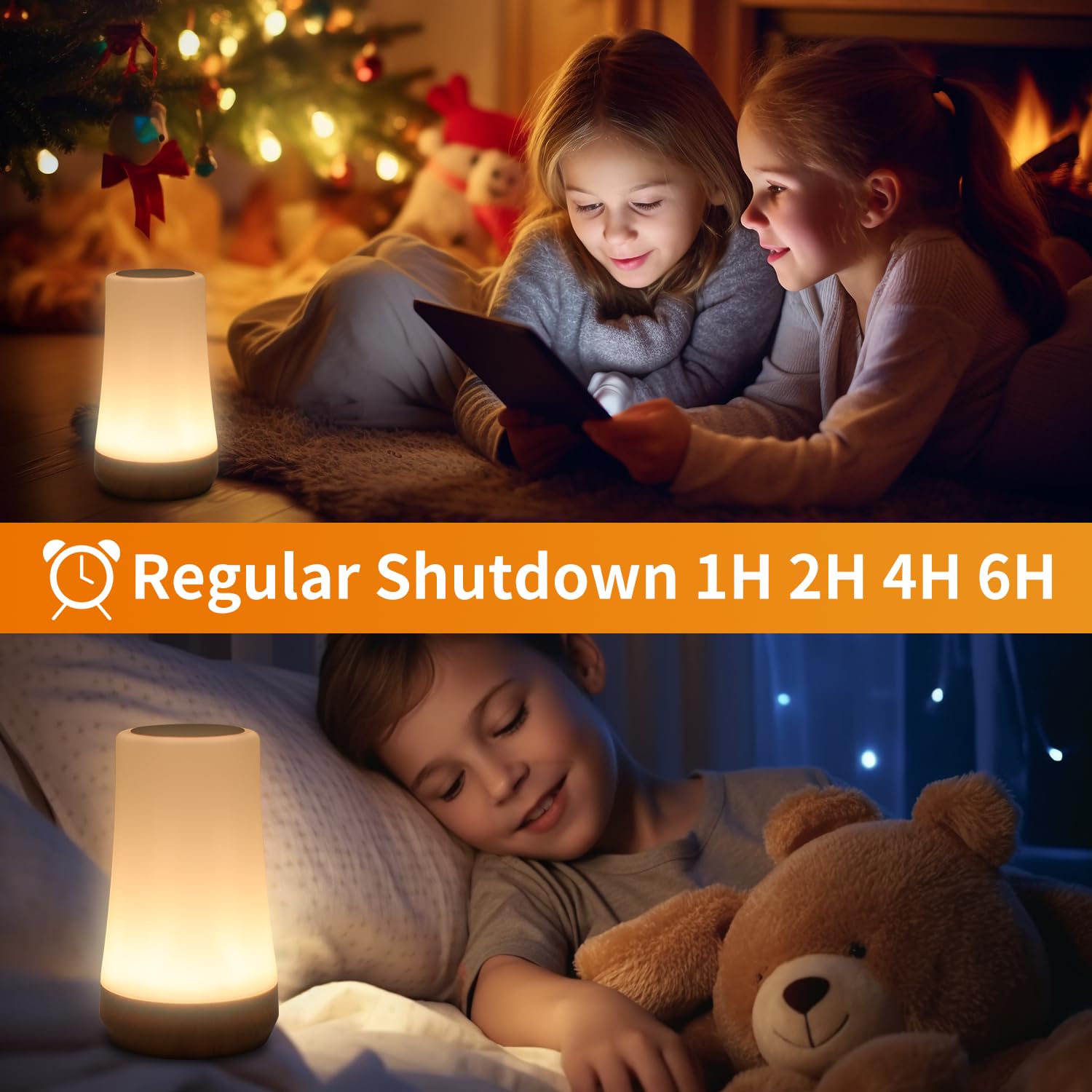 OORUN Touch-Nachttischlampe, 13 RGB-Farben und 5 Helligkeiten, über USB wiederaufladbare Schreibtischlampe, Fernbedienung, dimmbares Licht mit RGB-Farbwechsel, tragbare Lampe für Babys (F9)