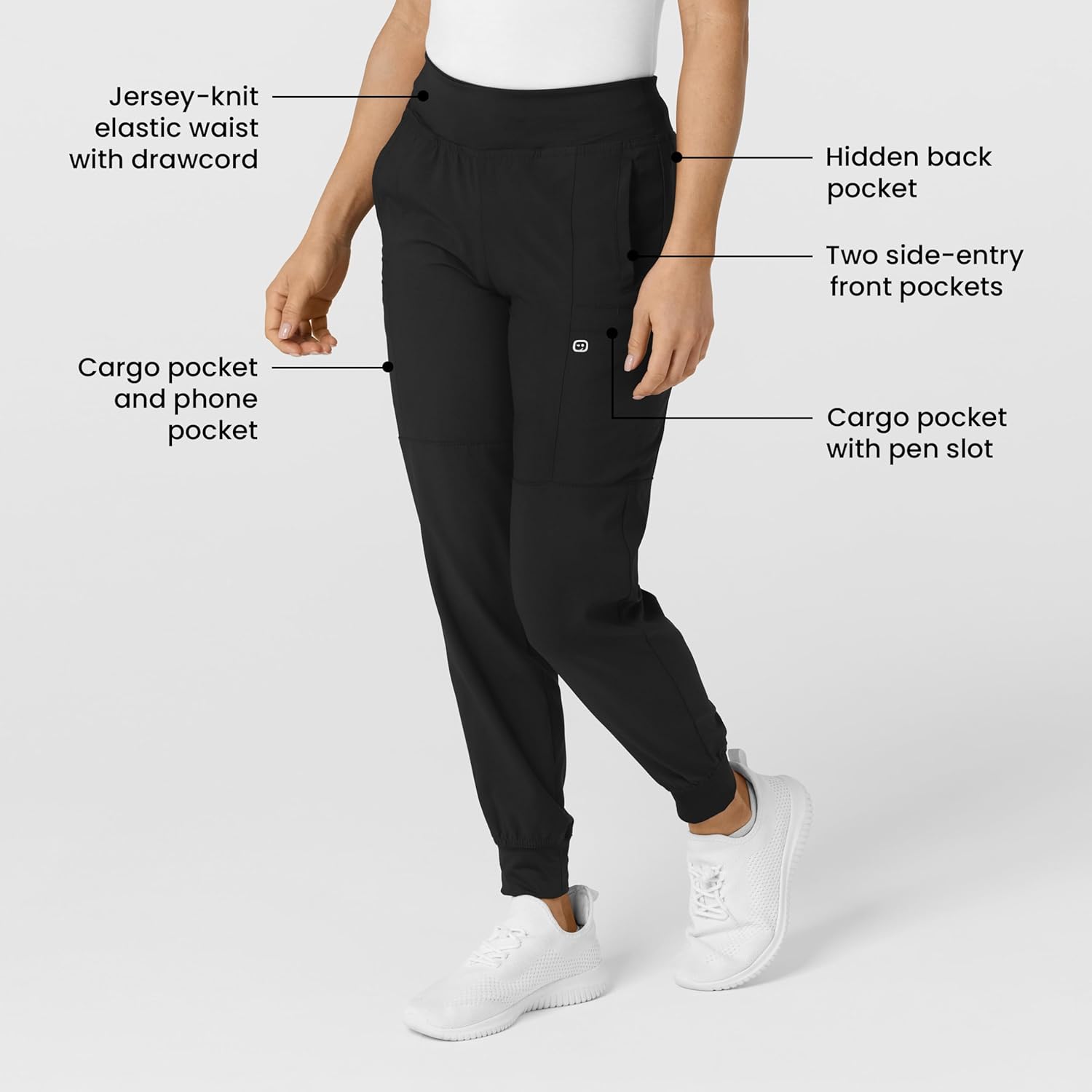 W123 Women's Comfort Waist Cargo Jogger Scrub Pant - Image 2