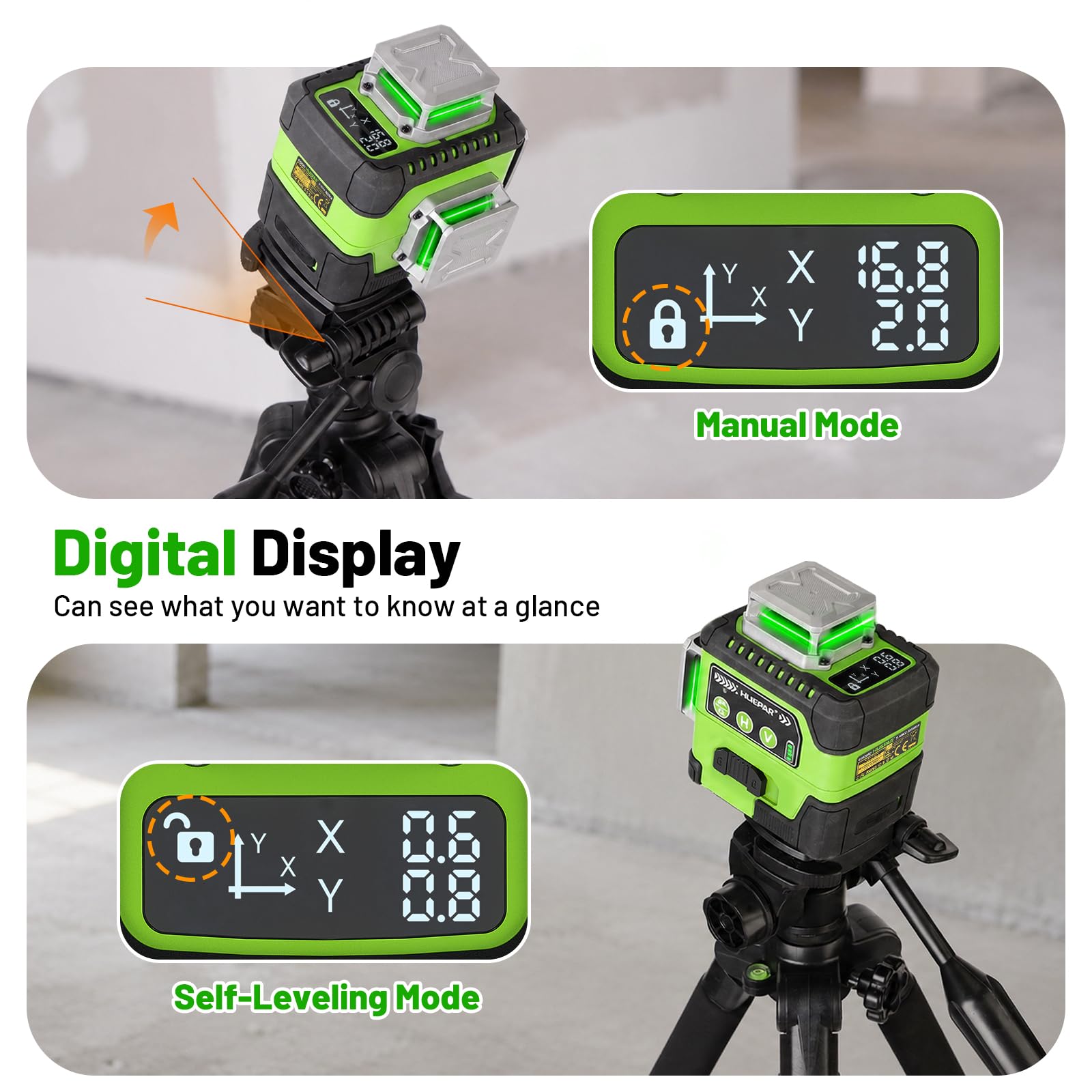 Huepar 360° Laser Level - Precise Angle & Easy Setup -3