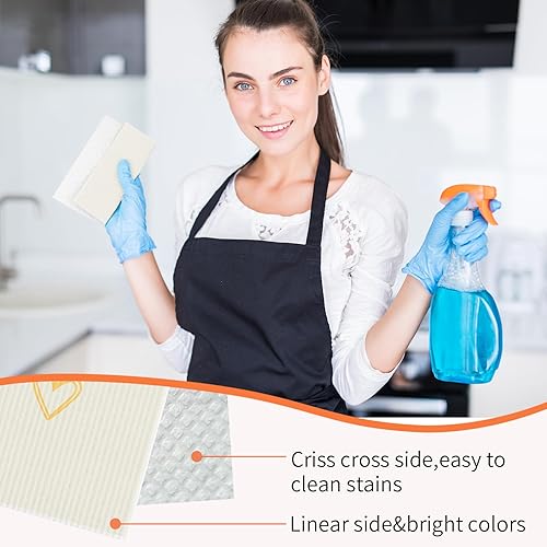 Miniatura 3 de Knagsfa 6 paños de cocina suecos reutilizables, paños de limpieza de esponja con corazón de amor, sin olor, biodegradables, superabsorbentes,