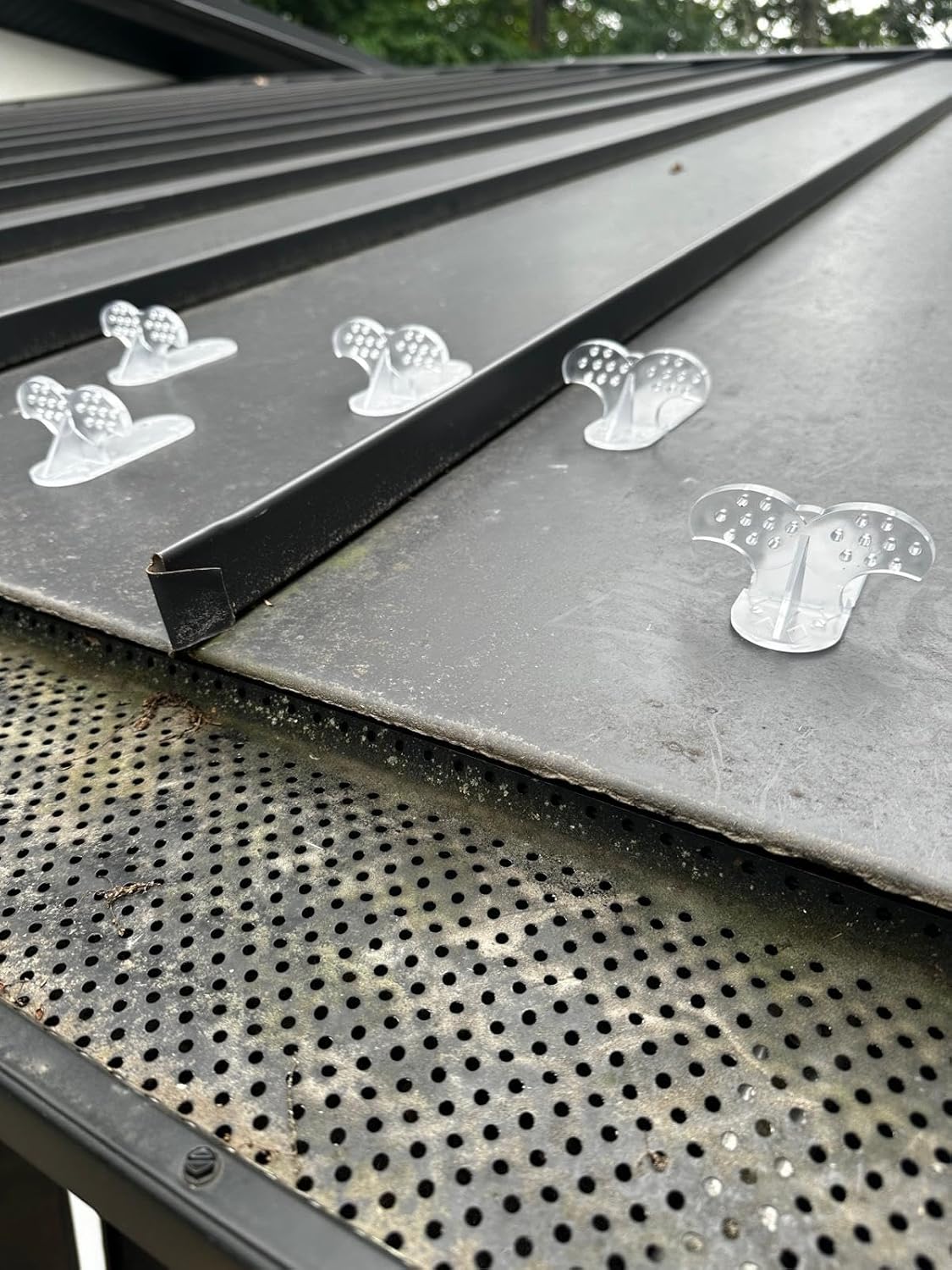 Roof Guards for Metal Roof - Snow Guards Steel Standing Seam Roof - Fits 1.5 Inch Flat Area (10 Pack) - Prevent Sliding Ice Snow Stop Buildup - Made Out of ABS (10 Pack Clear)