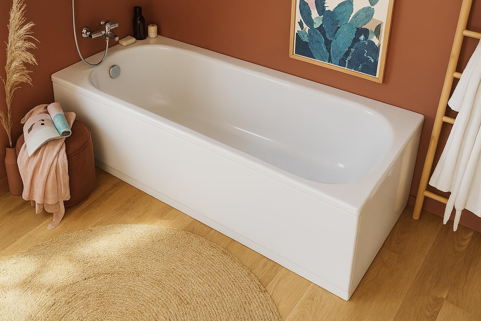 JACOB DELAFON Bañera de acero 140x70 cm rectangular PREVIRA Antideslizante Desagüe incluido Color Blanco Máxima higiene Fácil limpieza y mantenimiento E5P41G-00