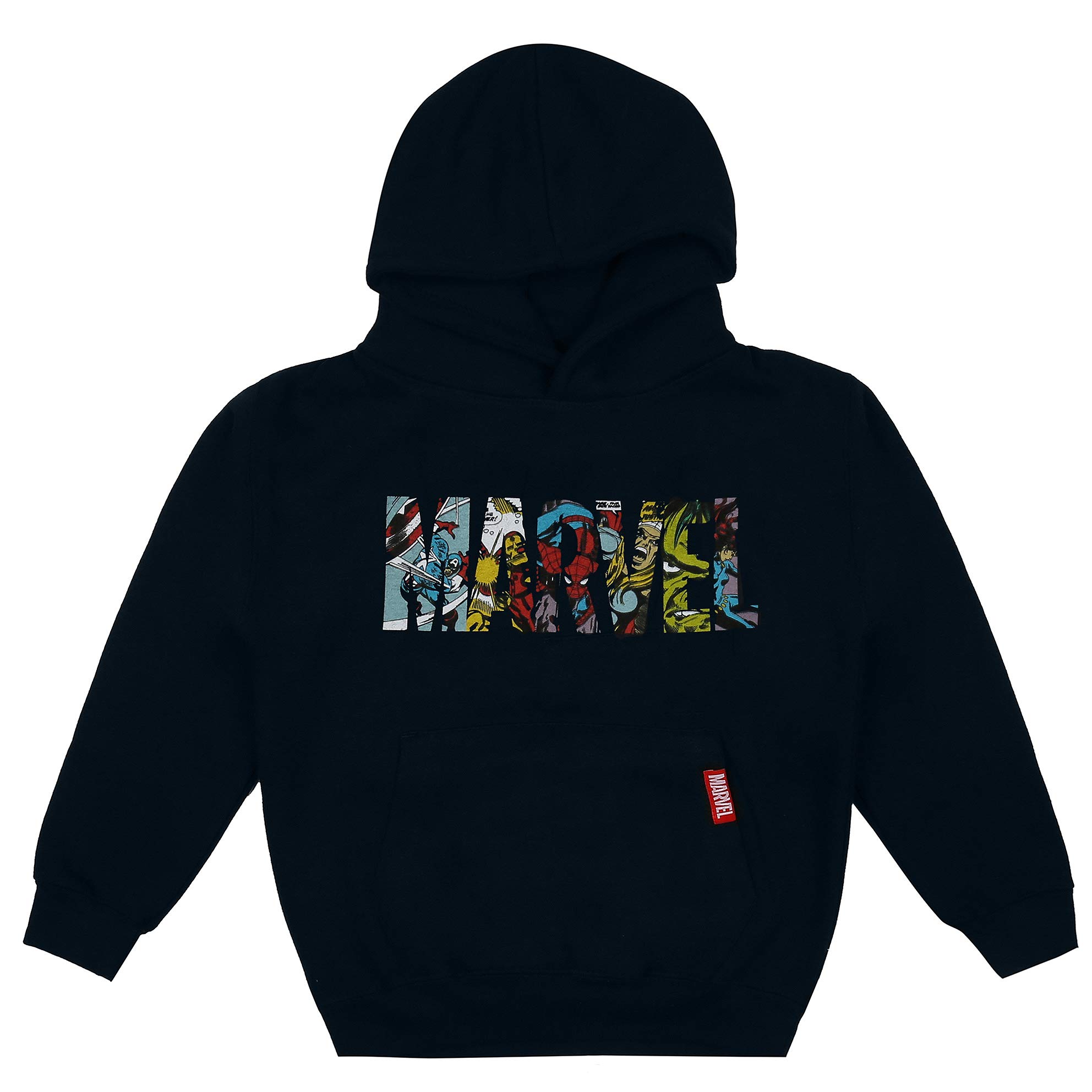 Marvel Boys Navy Blue Comics 'S Logo Characters Hoodie, 7-8 Years