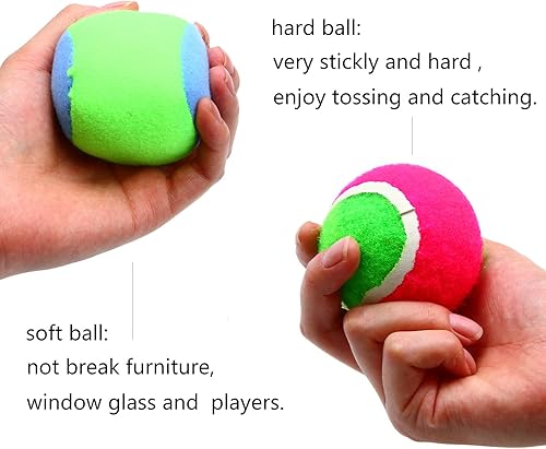 Miniatura 8 de Aneco Juego de pelota y lanzamiento de palas con 1 bolsa de almacenamiento, 4 paletas y 6 bolas (2 bolas grandes y 4 bolas pequeñas)