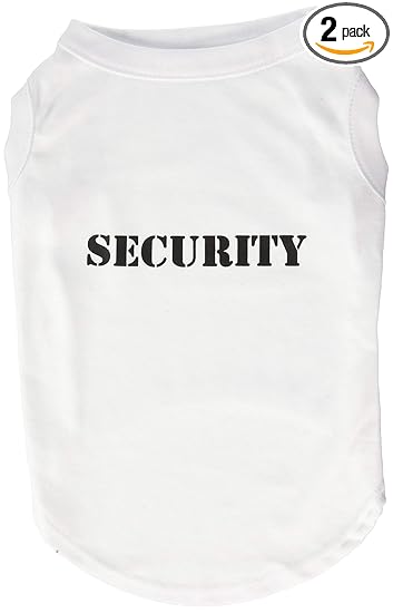 Mirage Pet Products 14-Inch Security Screen Print Shirts for Pets, Large, White with Black Text