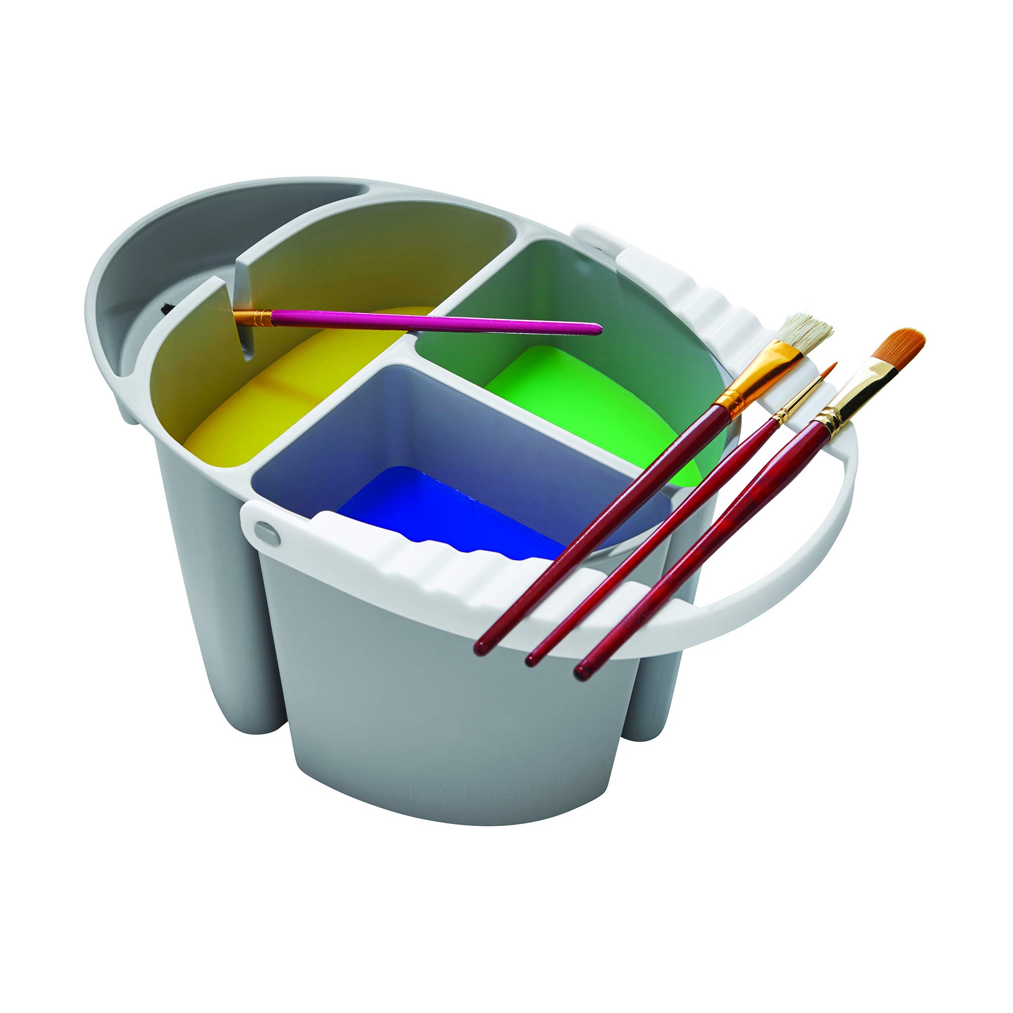 Deflecto - All-in-One Plastic Painter's Companion Paint Station with Paint Bucket, Brush Washing & Paintbrush Holder Compartments - Kid's Craft Activity