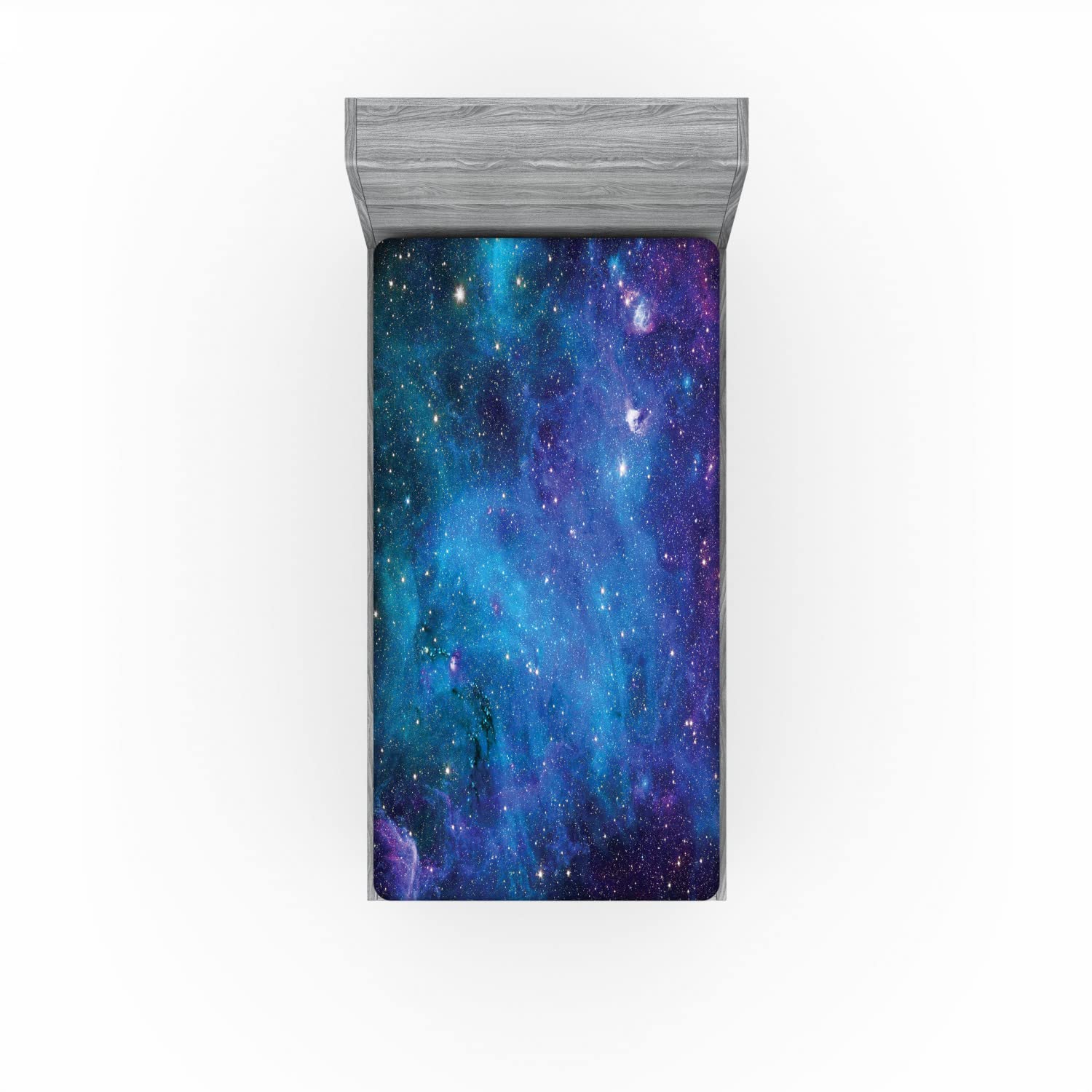 Ambesonne Nebula 2 Pack Fitted Sheet, Galaxy Stars in Space, Bed Cover All-Round Elastic Deep Pockets 2 Pieces, Package Contains 2 Twin XL Size Fitted Sheets, Navy Blue