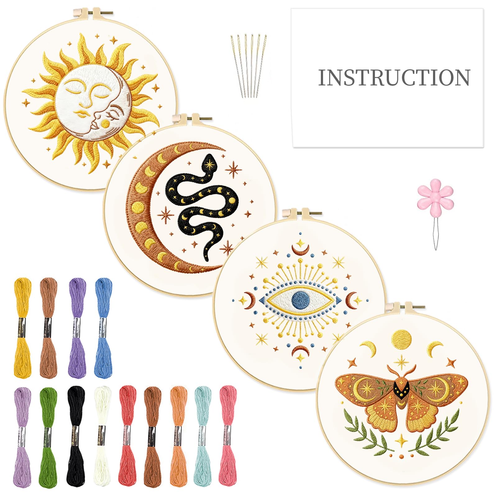 Kit broderie point de croix imprimé avec motif serpent et instructions - 8