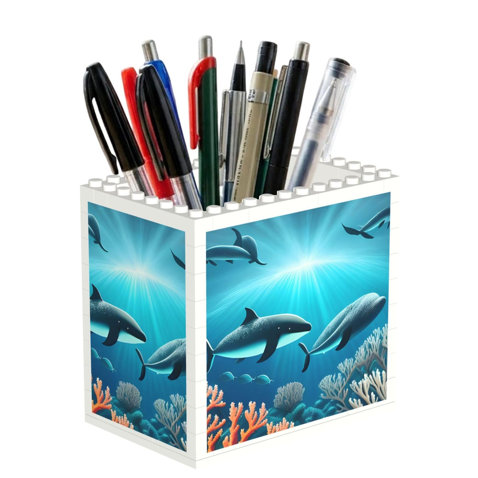 SXZVVBN Whales under the sea Building Block Desk Tidy ABS Organiser