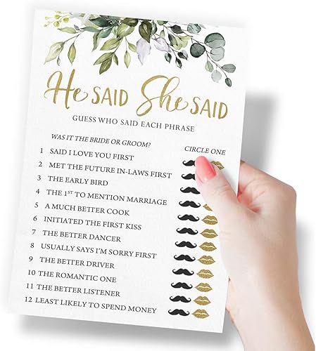 Miniatura 3 de Printed Party Juegos de despedida de soltera  He Said She Said Juego con divertidas trivias de novia y novio, actividad de ducha de boda, tema de