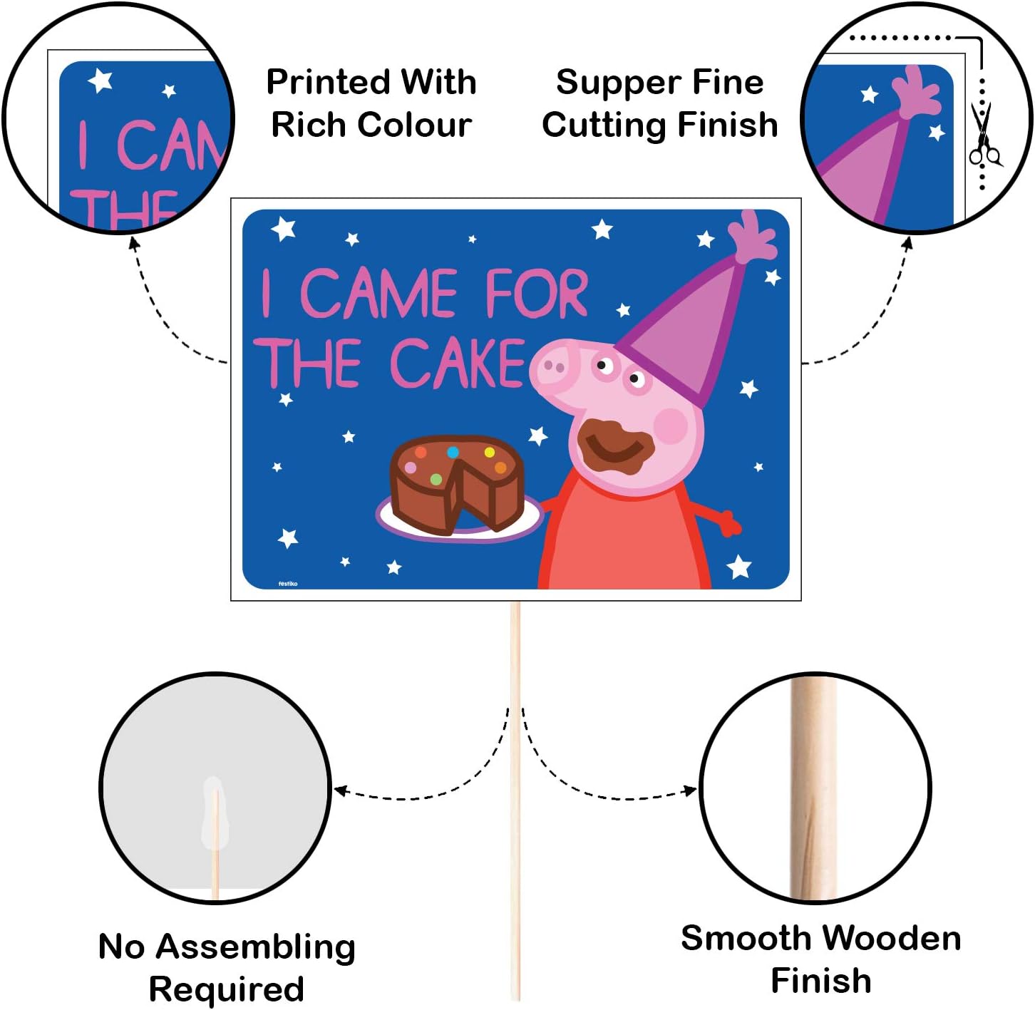 10 Pieces Peppa-Pig Birthday Theme Photo Booth Props for Kids/Theme Birthday Party Photobooth Props and photobooth of Different Birthday Themes (Peppa-Pig-Birthday-Props) by Indian Collectible