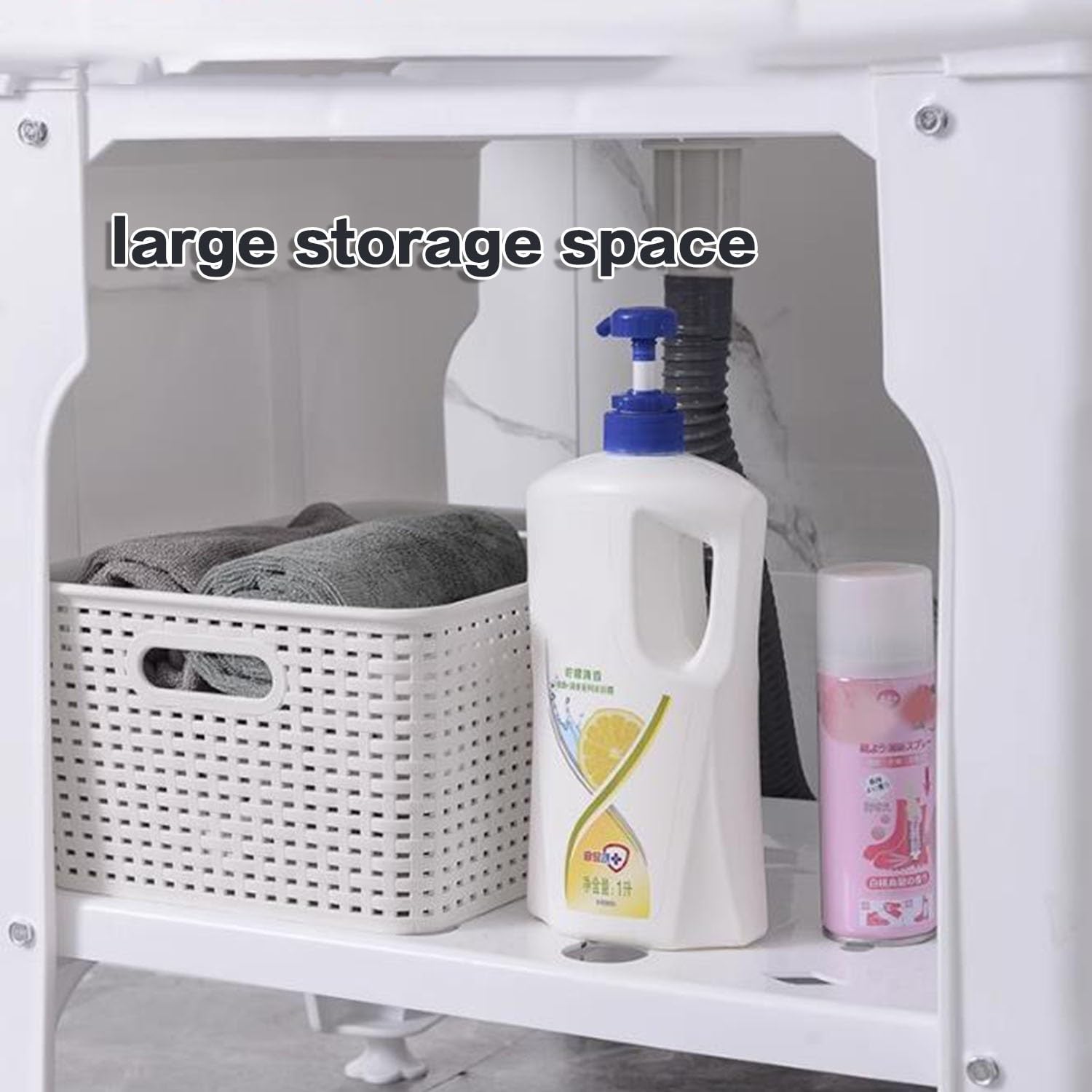 Fregadero De Plástico Independiente Con Tabla De Lavar Para Lavadero, Mangueras De Tabla De Lavar Y Kit De Drenaje Para Lavadero, Garaje, Sótano, Jardín ( Color : Hot and cold , Size : 31.5*22*31.5in