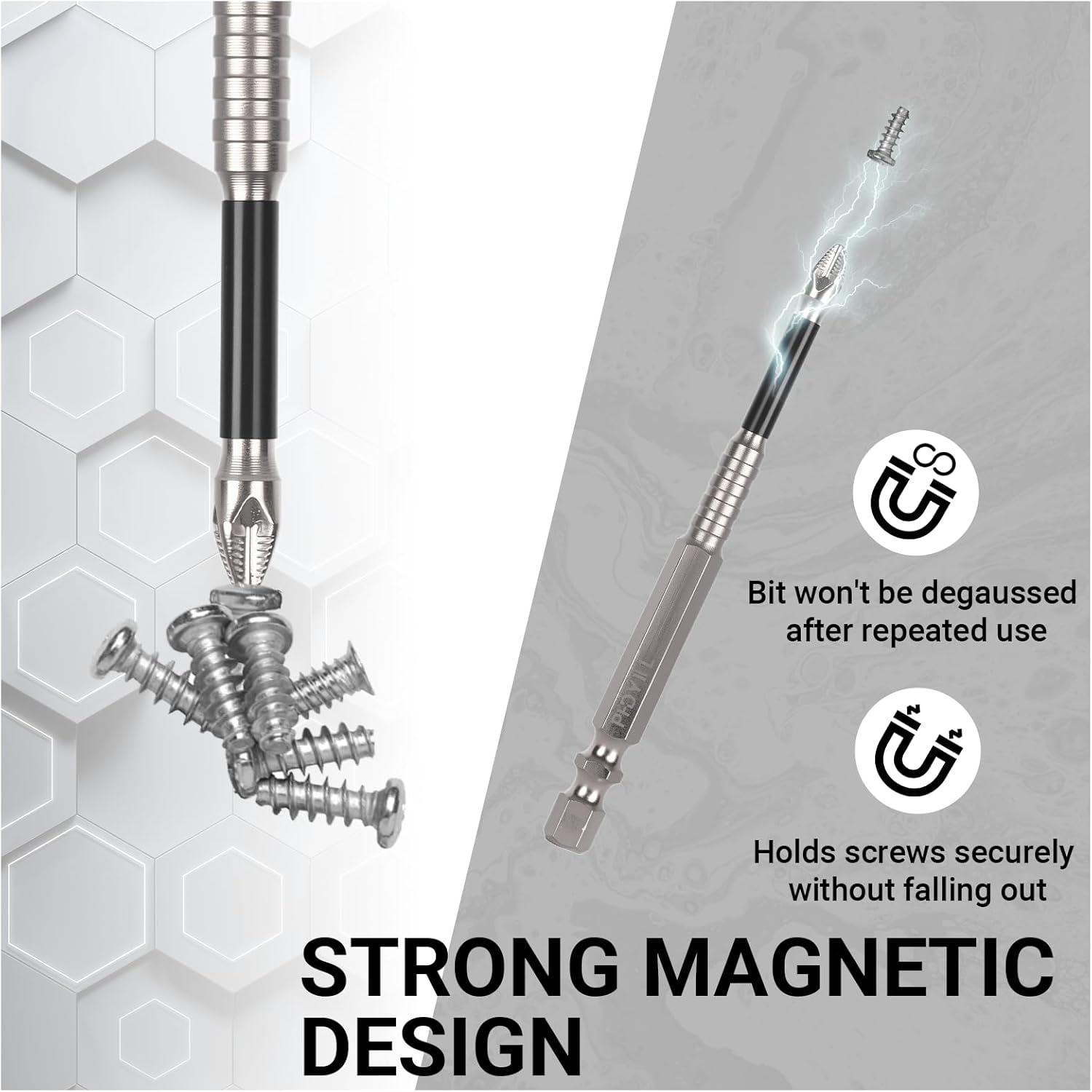 CATITO High Magnetic Screwdriver Drill Bit Set, 10pcs Impact Resistant Non Slip Bit, Anti-Slip Magnetic Electric Screwdriver Set