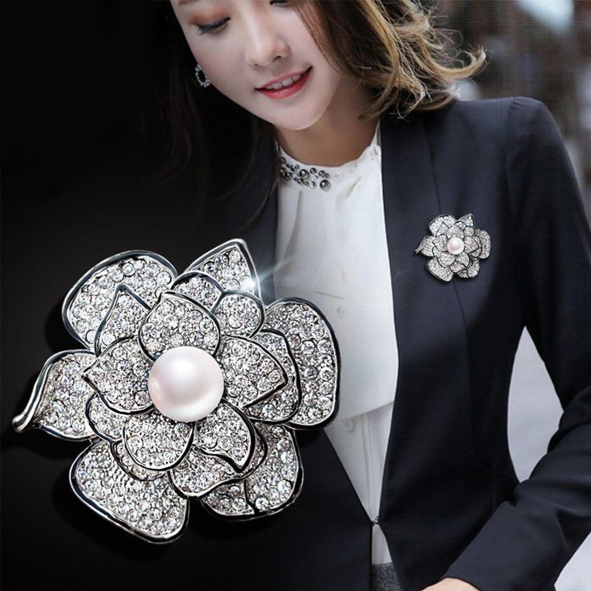 Merdia Sparkly Flower Brooch Pin for Women with Beautiful Created Crystal | Brooches and Pins for Women | Women's Brooches & Pins | Flower Pins for Clothes | Created Crystal Brooch image 5