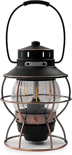 Miniatura 9 de Barebones Farol de ferrocarril – Blanco vintage, linterna LED de camping de inspiración vintage con batería recargable – Luz exterior de brillo