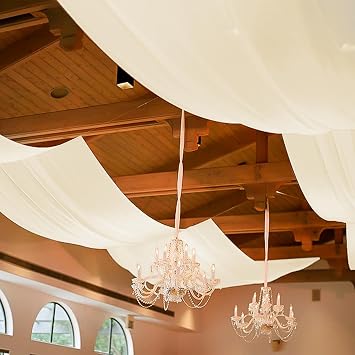 6 Panel Ivory Wedding Drapes, 5ftx10ft Sheer Fabric Curtains for Arch, Romantic Decorations