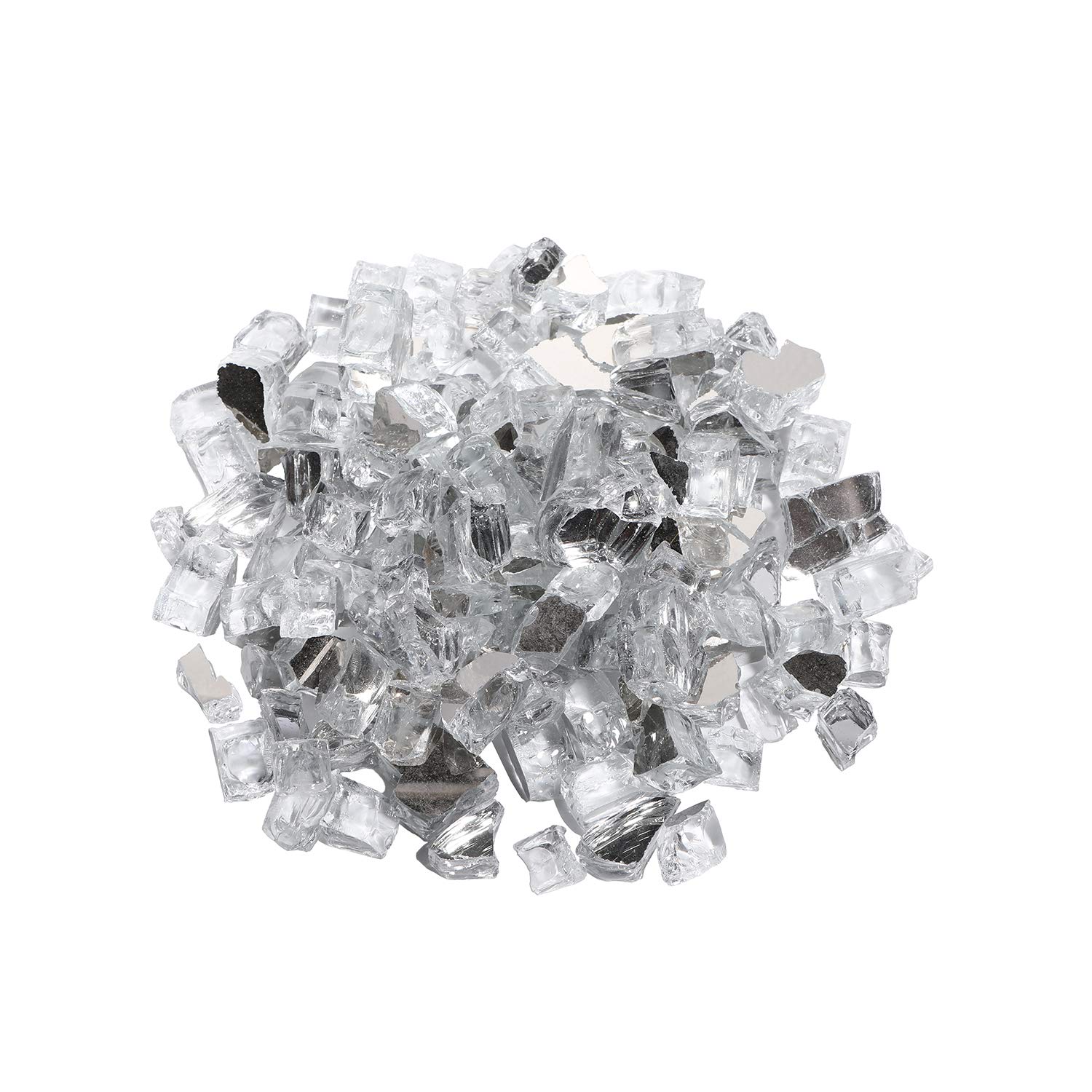AQUILLA 10 Pounds Fire Glass, Reflective Tempered, Transparent Grey for Fire Pit Table