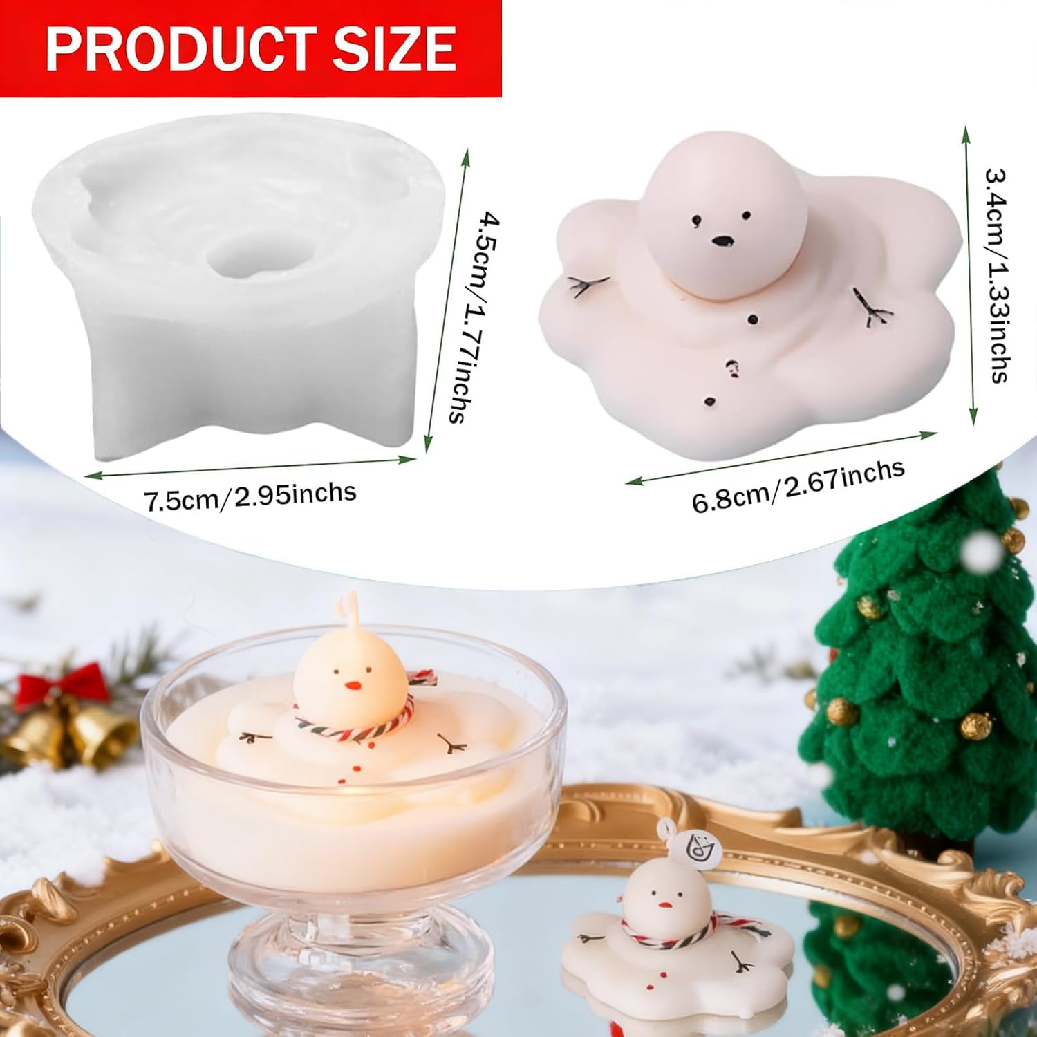 Christmas Snowman Silicone Mold Cute Melting Snowman Mold for Christmas Party Decoration Silicone for Epoxy Resin Form Epoxy Plaster Mould