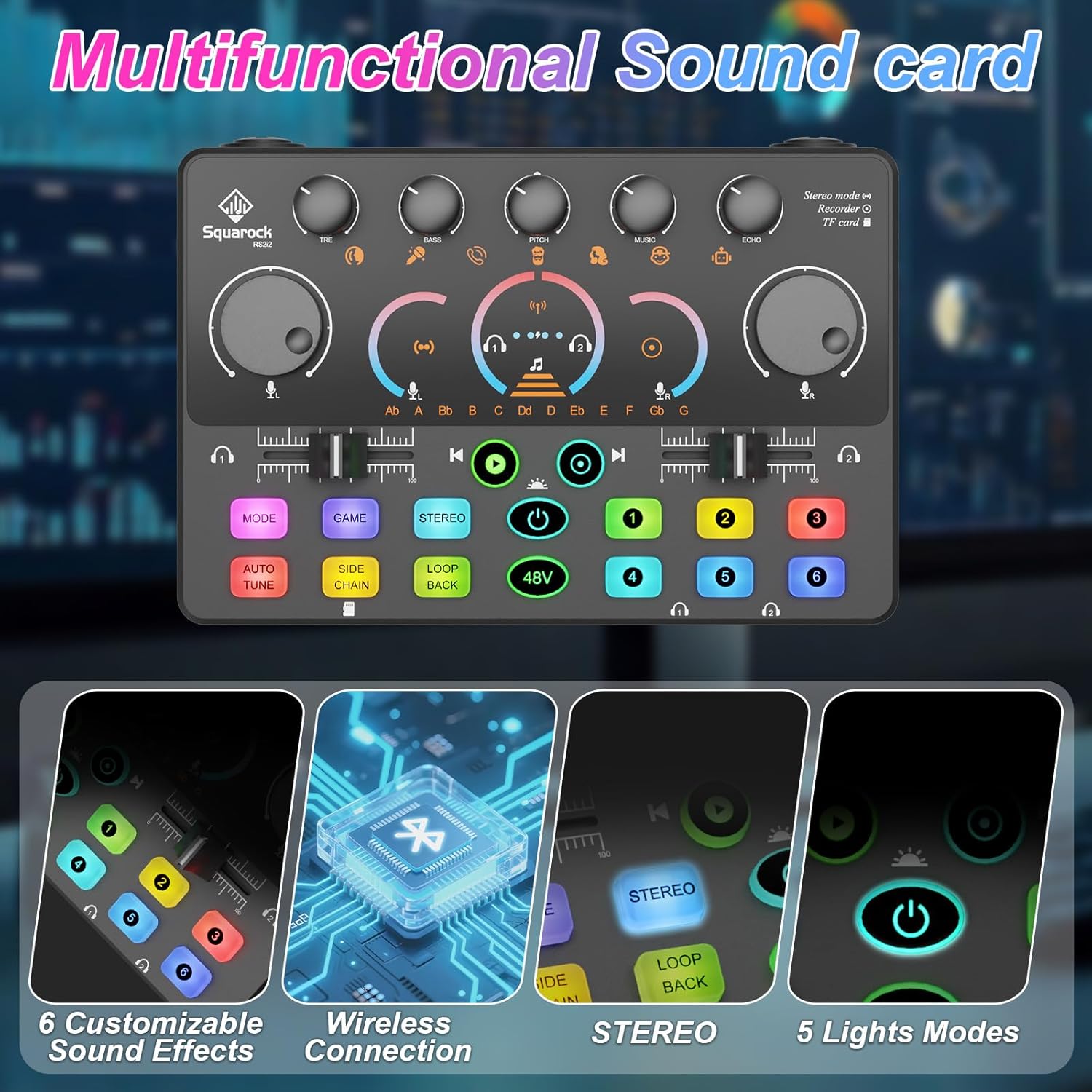 Podcast Equipment Bundle for 2, with XLR Dynamic Microphone, TF card, 5RGB,Surround Sound,Suitable for Live Streaming/TikTok/YouTube, Compatible with iOS,Android,PC,Camera RS2 - Image 4