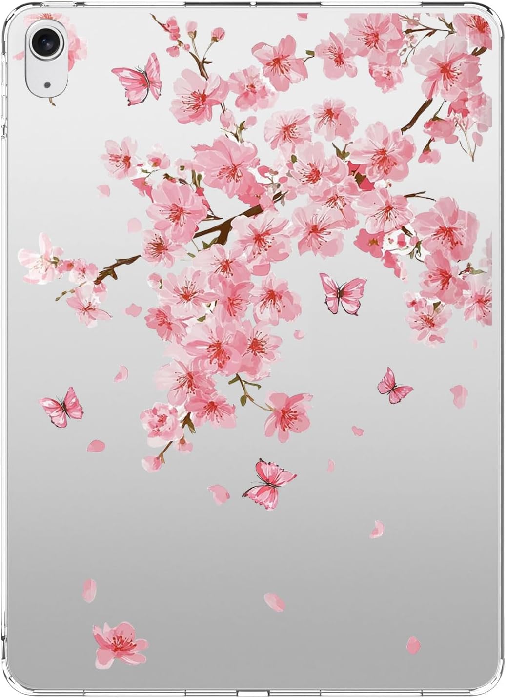 Clear Case for iPad 10th Generation 2022 10.9"/ iPad (A16) 11th Gen 2025 11" Cherry Blossom Cute Floral Butterfly Design Slim Transparent Protective Tablet Cover Shockproof Hard Shell