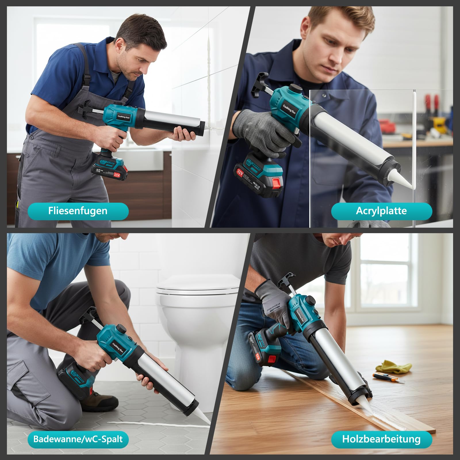 Pistola per cartucce cordless compatibile con Makita 18V, pistola elettrica per silicone da 2000 mAh, cambio continuo, luce LED, siringa in silicone alimentata a batteria per cartucce da 300 ml