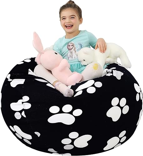 YMYDYFC Funda para puf de almacenamiento de animales de peluche, solo para mantas de juguetes de peluche, funda lavable con cremallera grande, 32