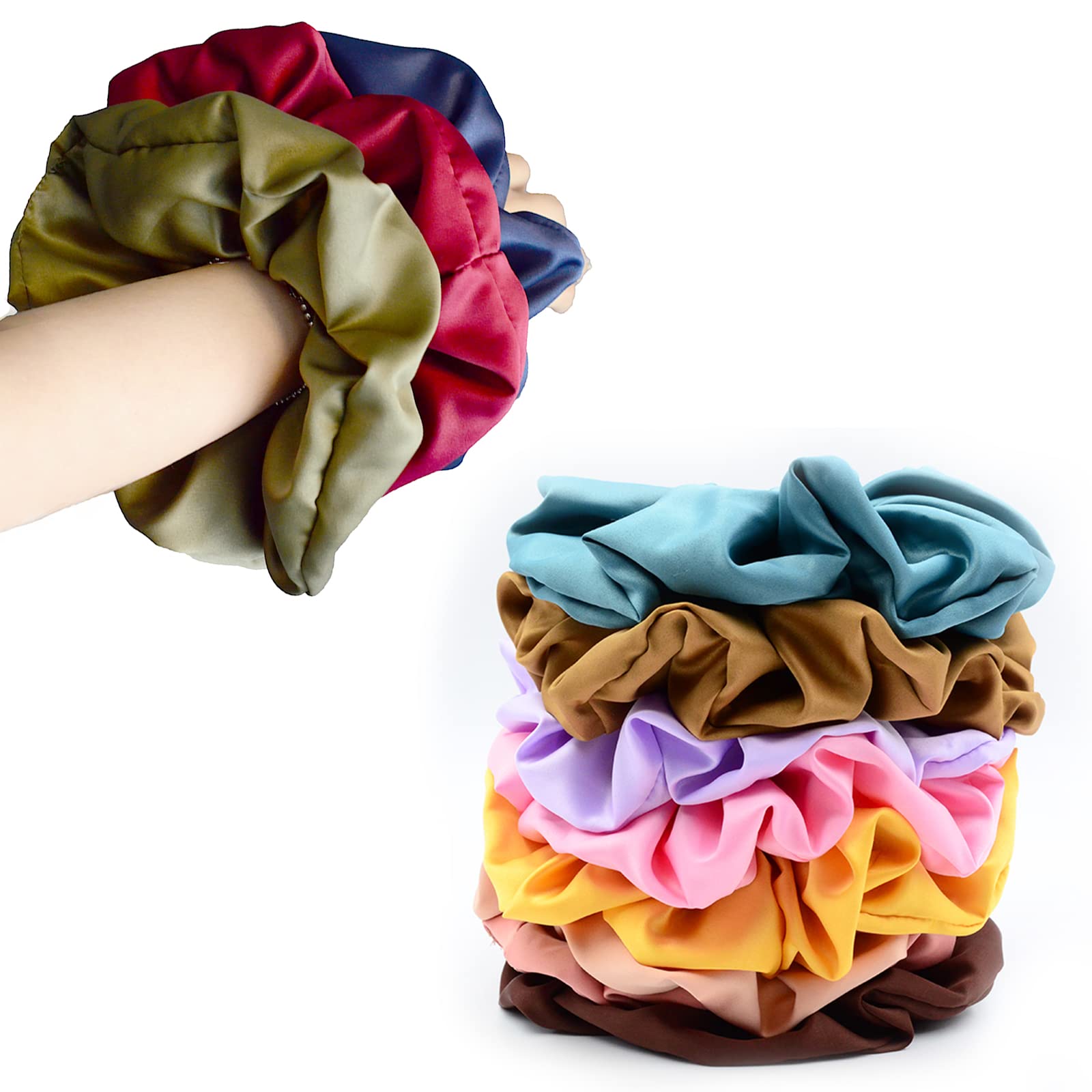 Chloven Jumbo-Haargummis, Übergröße, Satin-Haargummi, elastisch, Haargummi, Zubehör, Übergröße, 18 Farben