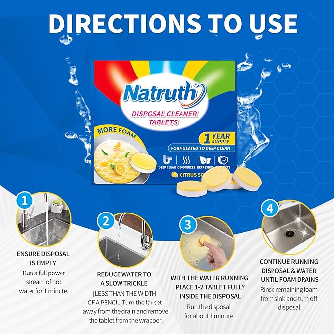 Tabletas Limpiadoras para Triturador de Basura NATRUTH - 24 Unidades - Aroma Limón miniatura 4
