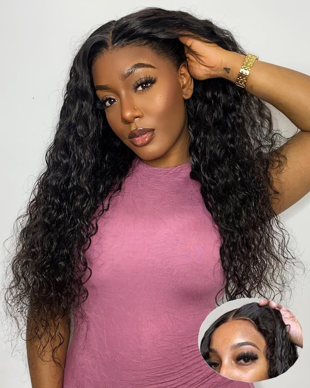 Glueless Wig Wear and Go Highlight Ombre Straight Human Hair Pre Plucked Pre Cut For Beginners 6x4 HD Transparent 4/27 Lace Frontal Wigs 180% Density Colored Human Hair Wigs for Black Women 26 inch