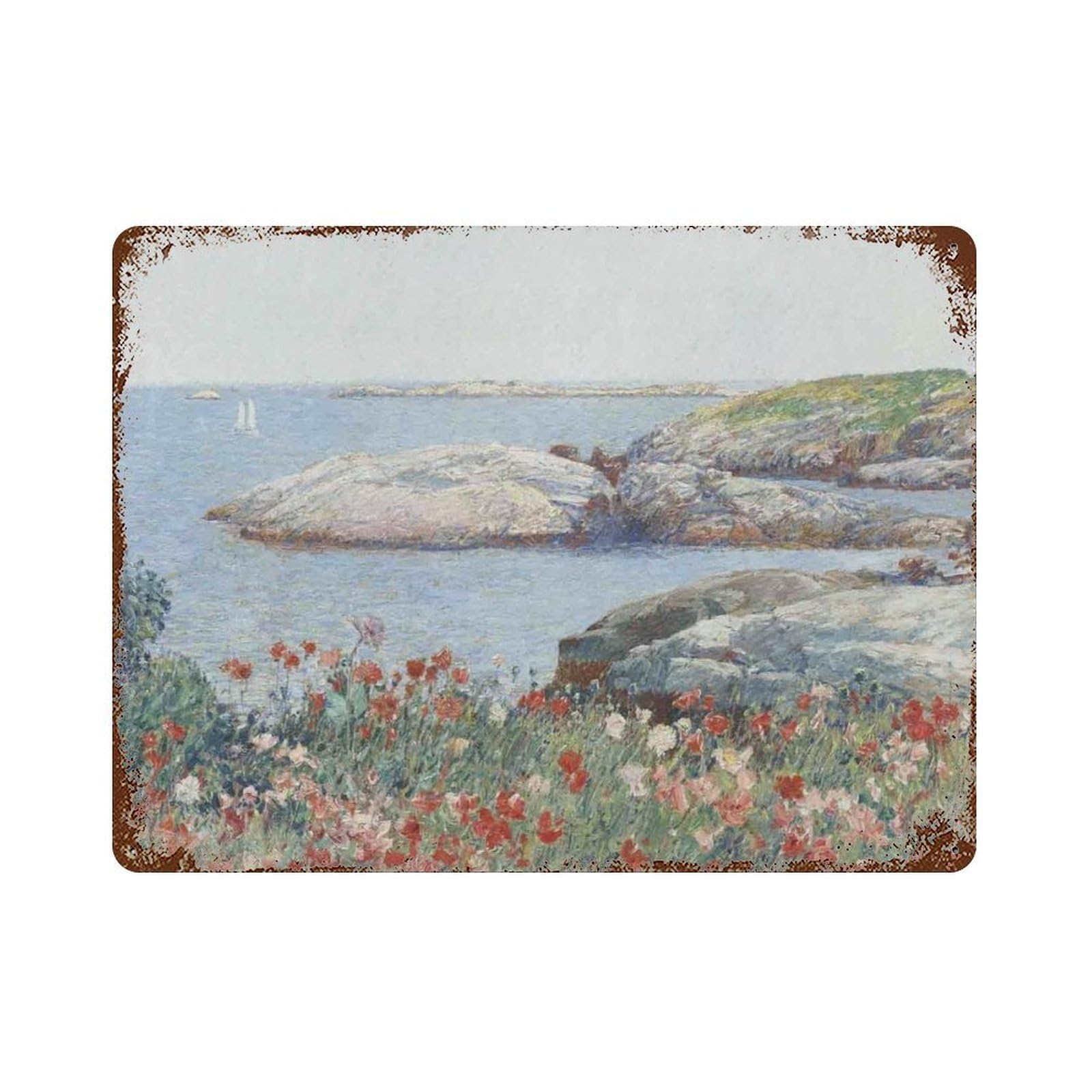 xiaoxiaoshen Retro Wildflower Seascape Painting Wall Decor Art Metal Tin Poster Modern Home Decor Art Home Bar Shop Decorations Vintage Sign 30x40cm