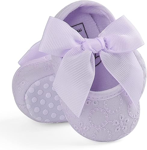 Miniatura 5 de Zapatos de cuna zapatillas de tela con suela suave y lazo de princesa para bebé niña